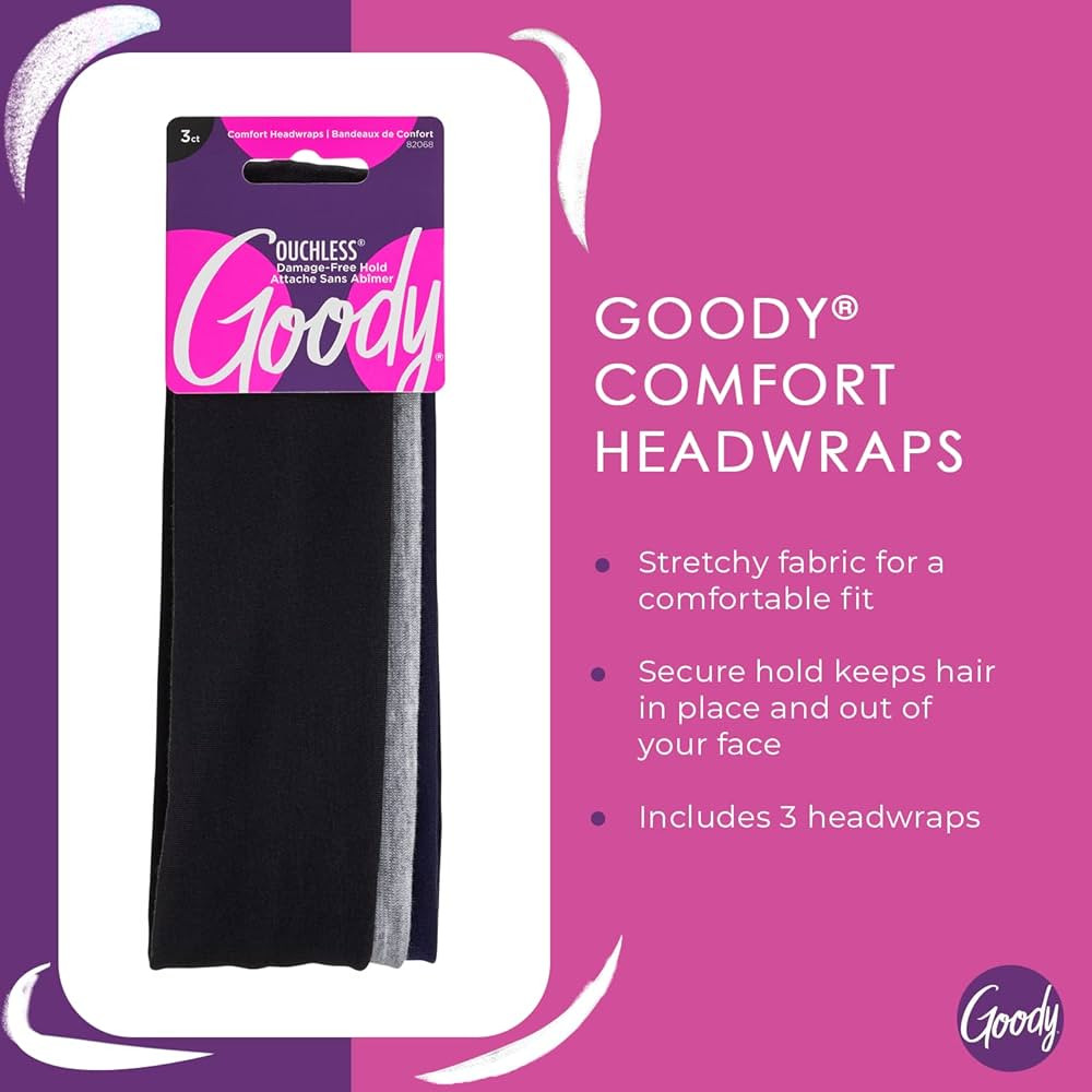 Goody Ouchless Comfort Headwraps - 3 Count(Pack of 1), Assorted Made from Fabric that is Soft and... | Amazon (US)
