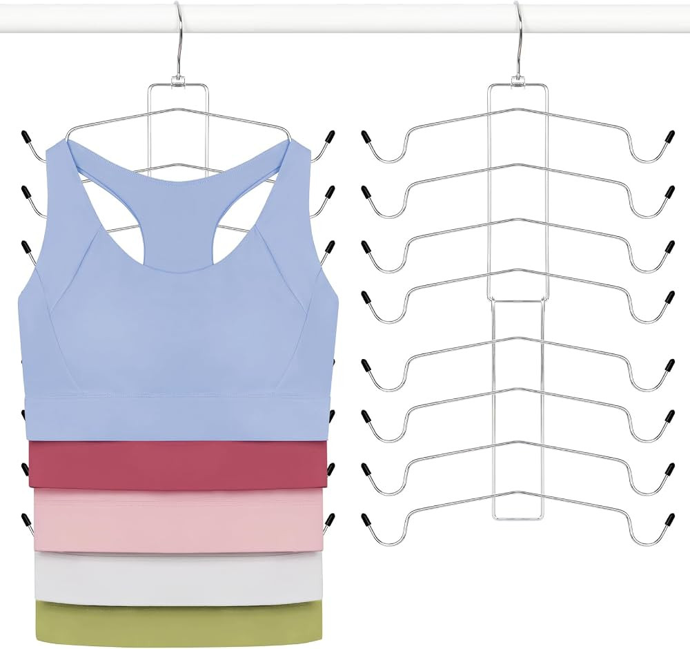 TOPIA HANGER 2 Pack Tank Top Hanger, 8 Layers Bra Hanger Space Saving, Sport Yoga Bras Holder, Cl... | Amazon (US)