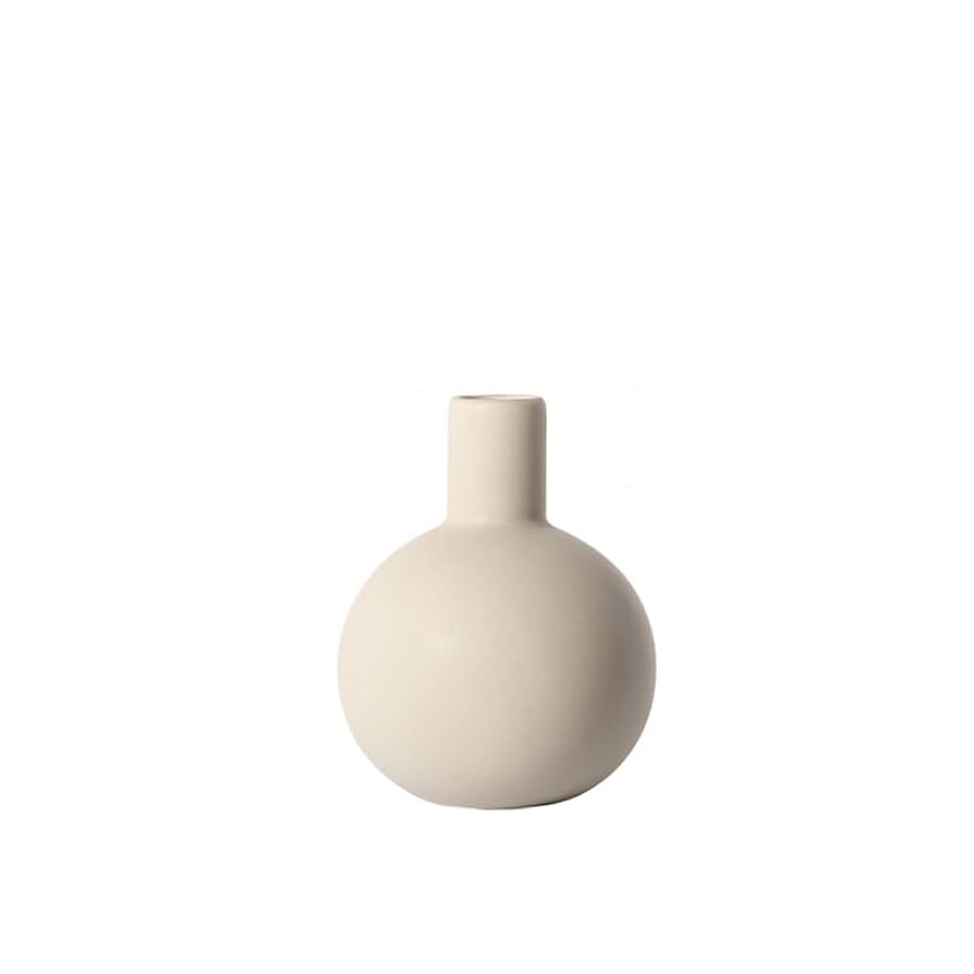 Ceramic Small Round White Modern Vase for Decor | Amazon (US)
