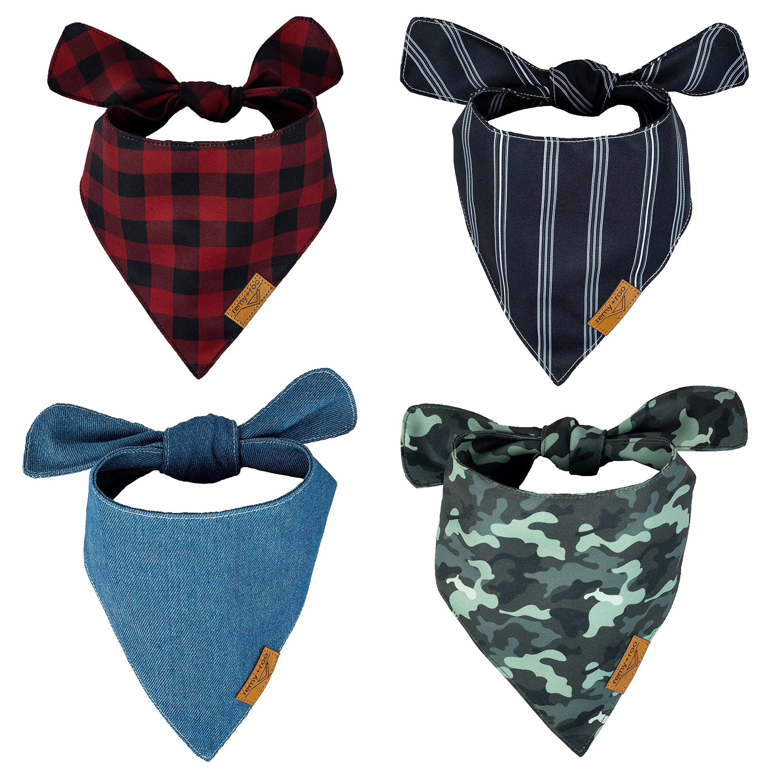 Remy+Roo Small Dog Bandanas - 4 Pack Timeless Set | Premium Durable Adjustable Polyester Fabric |... | Amazon (US)