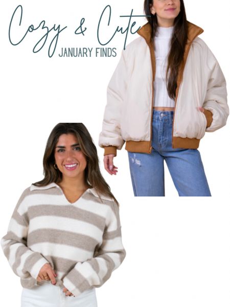 Cozy and cute winter fashion finds for January! 

Neutral cream collar sweater with stripes and reversible puffer jackets are perfect fashion finds for the cold weather!

#LTKSeasonal #LTKunder100 #LTKstyletip