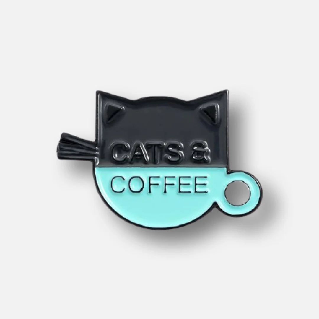 Black Cat & Coffee Cup Enamel Pin | Etsy (US)