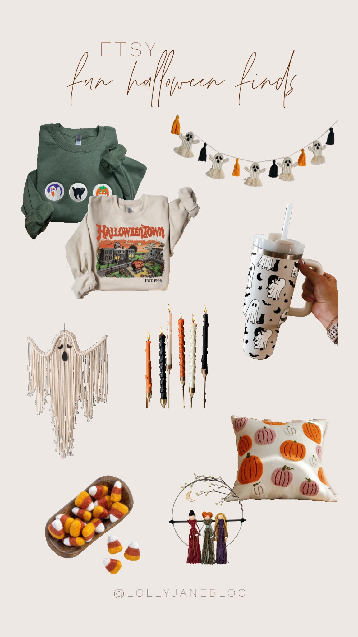 Fun Etsy Halloween finds! 🖤

👻 Make this Halloween unforgettable with the perfect gifts for your loved ones or for your own home! These Etsy finds are perfect for anything halloween related. From an adorable Halloween-themed sweatshirt and a spooky Halloween garland to pumpkin throw pillows that’ll keep you cozy, we’ve got all the essentials for a festive treat like these candy corn decorations. 🦇🎃 Add Halloween candles for the perfect ambiance, and a cute ghost macramé decor piece. Don’t forget the hocus pocus themed EVERYTHING, and a ghost tumblr just for fun! ✨

#LTKStyleTip #LTKHome #LTKSeasonal