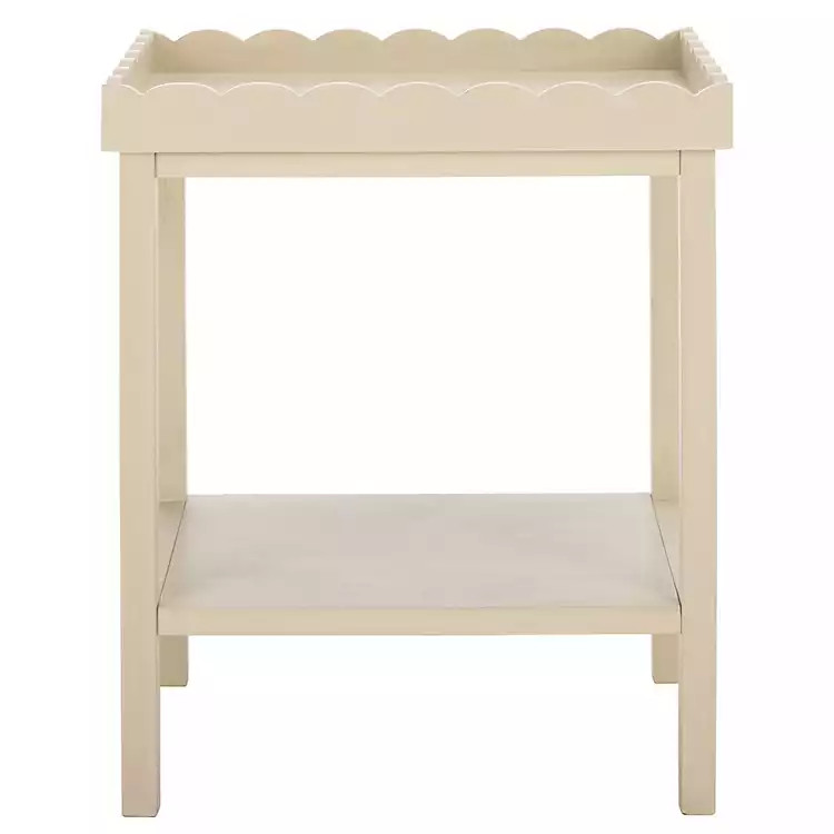 Sand Scalloped Edge Cottage Lilly Accent Table | Kirklands