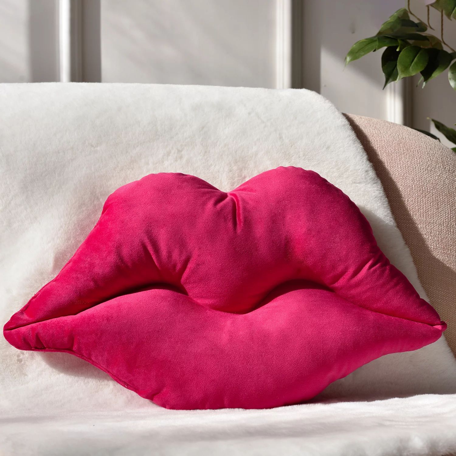 Phantoscope 3D Lip Shape Soft Velvet Series Decorative Throw Pillow, 13.5" x 20.5", Hot Pink, 1 P... | Walmart (US)