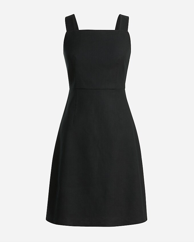 Squareneck A-line dress in stretch linen blend | J. Crew US