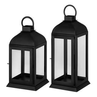 Home Decorators Collection Classic Black Metal Lantern Candle Holder - Hanging or Tabletop (Set o... | The Home Depot
