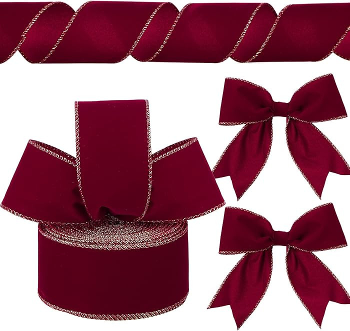 Yungyan Velvet Ribbons with Gold Edge Felt Ribbon Gift Bow Wrapping Ribbon for Handmade, Home Dec... | Amazon (US)