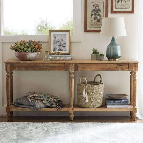Everett Long Weathered Natural Wood Foyer Table | World Market