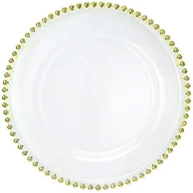 USA Party Flower Elegant Clear Acrylic(Plastic) Charger Plate with Bead Rim, Set of 12 (12.5 inch... | Amazon (US)