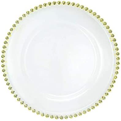 USA Party Flower Elegant Clear Acrylic(Plastic) Charger Plate with Bead Rim, Set of 12 (12.5 inch... | Amazon (US)