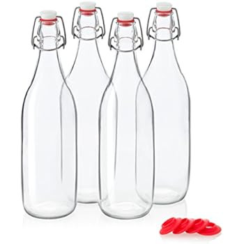Swing Top Glass Bottles - Flip Top Brewing Bottles For Kombucha, Kefir, Beer - Clear Color - 16oz... | Amazon (US)