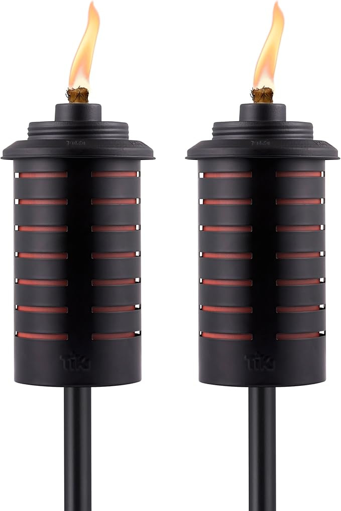 Metal Black & Orange Easy Install Outdoor Torches, 2-Pack – 65-Inch Decorative Torches for Pati... | Amazon (US)