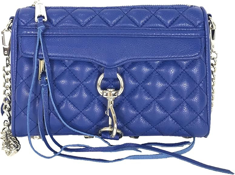 Rebecca Minkoff Mini MAC Quilted Leather Clutch Crossbody Bag, Royal Blue | Amazon (US)