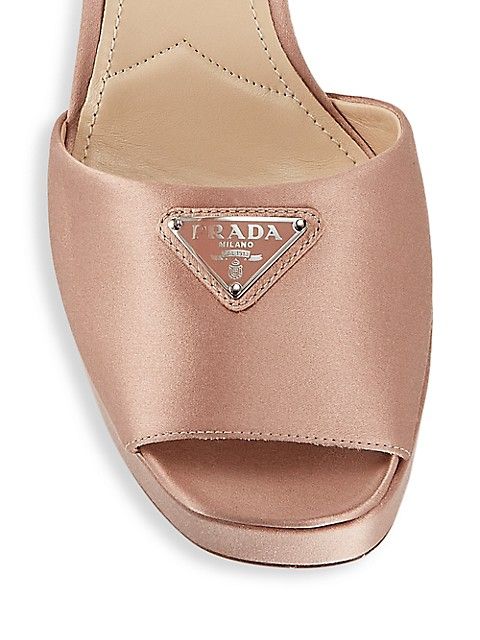 Prada Logo Satin Platform Ankle-Strap Sandals | Saks Fifth Avenue