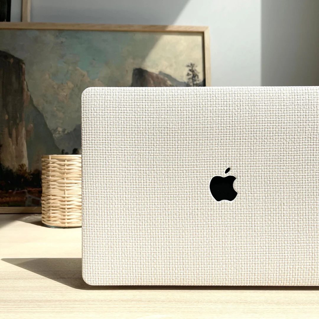 Woven MacBook Case, White Check MacBook Case, Woven Faux Leather MacBook Case, Rustic MacBook Cas... | Etsy (US)