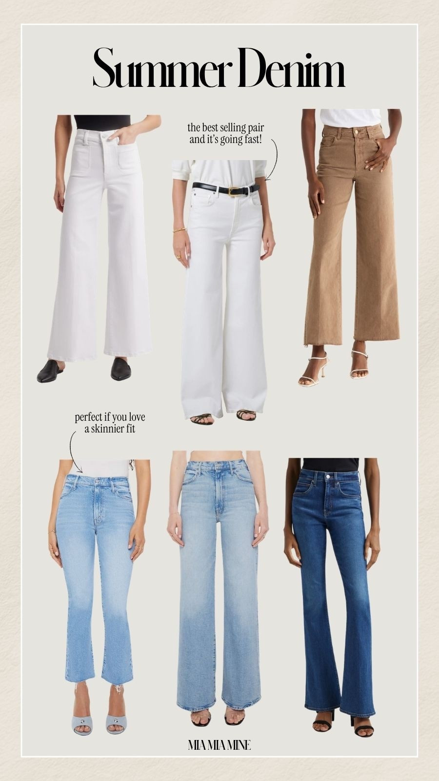 The only jeans you need in your summer wardrobe
Frame white Jean wearing a 24
Citizens of humanity Lyra wide leg Jean wearing a 23
Paige anessa brown denim wearing 23 on sale at Bloomingdale’s 
Mother cropped jeans wearing a 24
Mother hustler jeans in i confess wearing a 23
Veronica beard beverly jeans wearing a 24



#LTKOver40 #LTKSaleAlert #LTKPetite