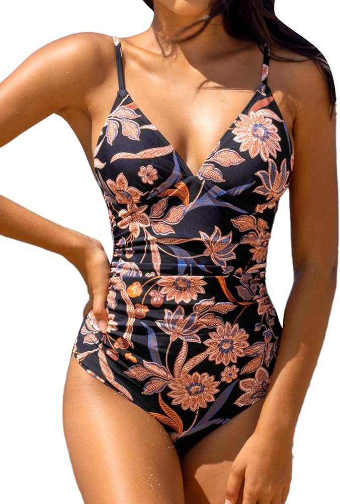 CUPSHE Women's One Piece Swimsuit Tummy Control V Neck Bathing Suits | Amazon (US)