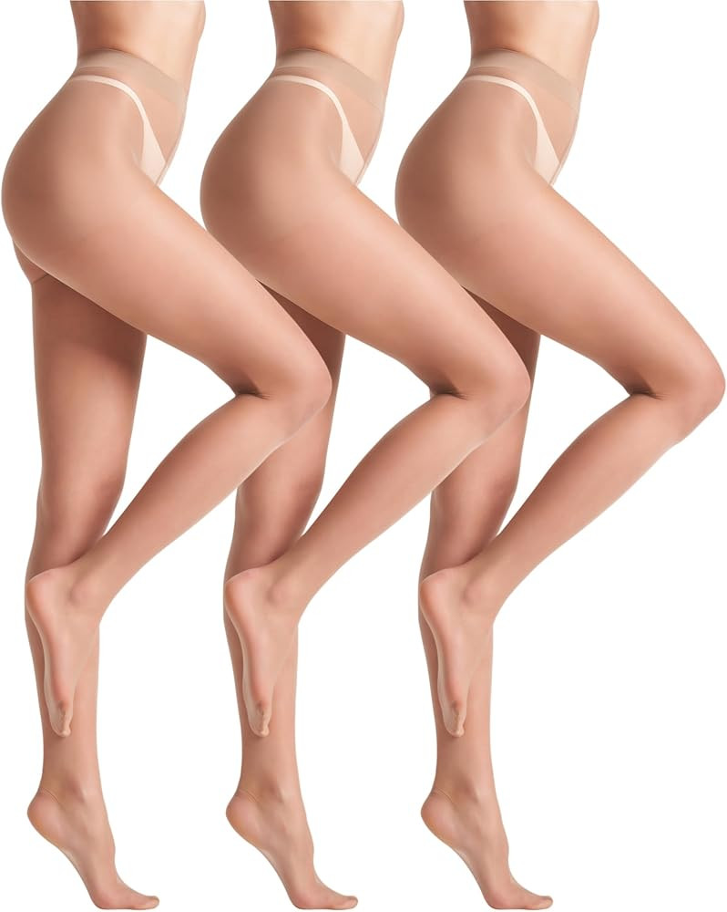 leg elegant 3 Pairs 20D Women's Sheer Tights Ultra Sheer Pantyhose with Control Top | Amazon (US)