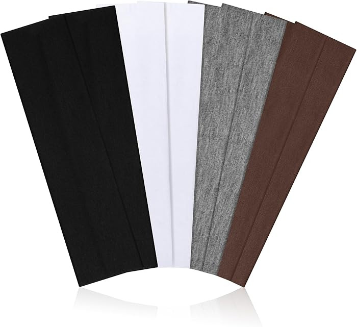 Headbands for Women, 8pcs Stretchy Non Slip Soft Cotton Cloth Hair Bands for Sports, Workout, Yog... | Amazon (US)