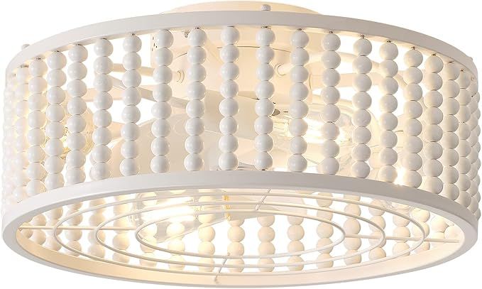 Liokoc Patented Beaded Ceiling Fans with Lights and Remote for Bedroom, Reversible 6 Speeds Motor... | Amazon (US)