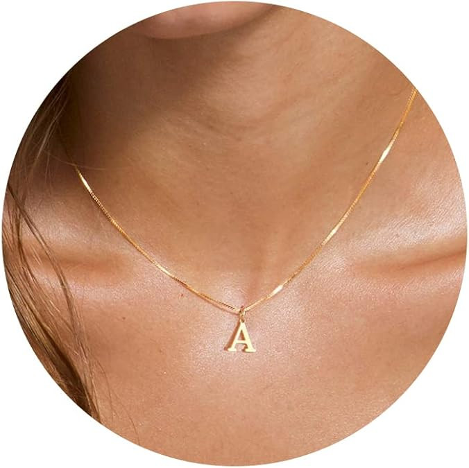 Foxgirl Gold Initial Necklaces for Women, Dainty Gold Letter Necklace Tiny A-Z Pendant Choker Nec... | Amazon (US)