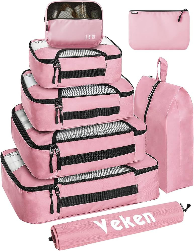 8 Set of Various Colored Packing Cubes in 4 Sizes (Extra Large, Large, Medium, Small),Veken Packi... | Amazon (US)