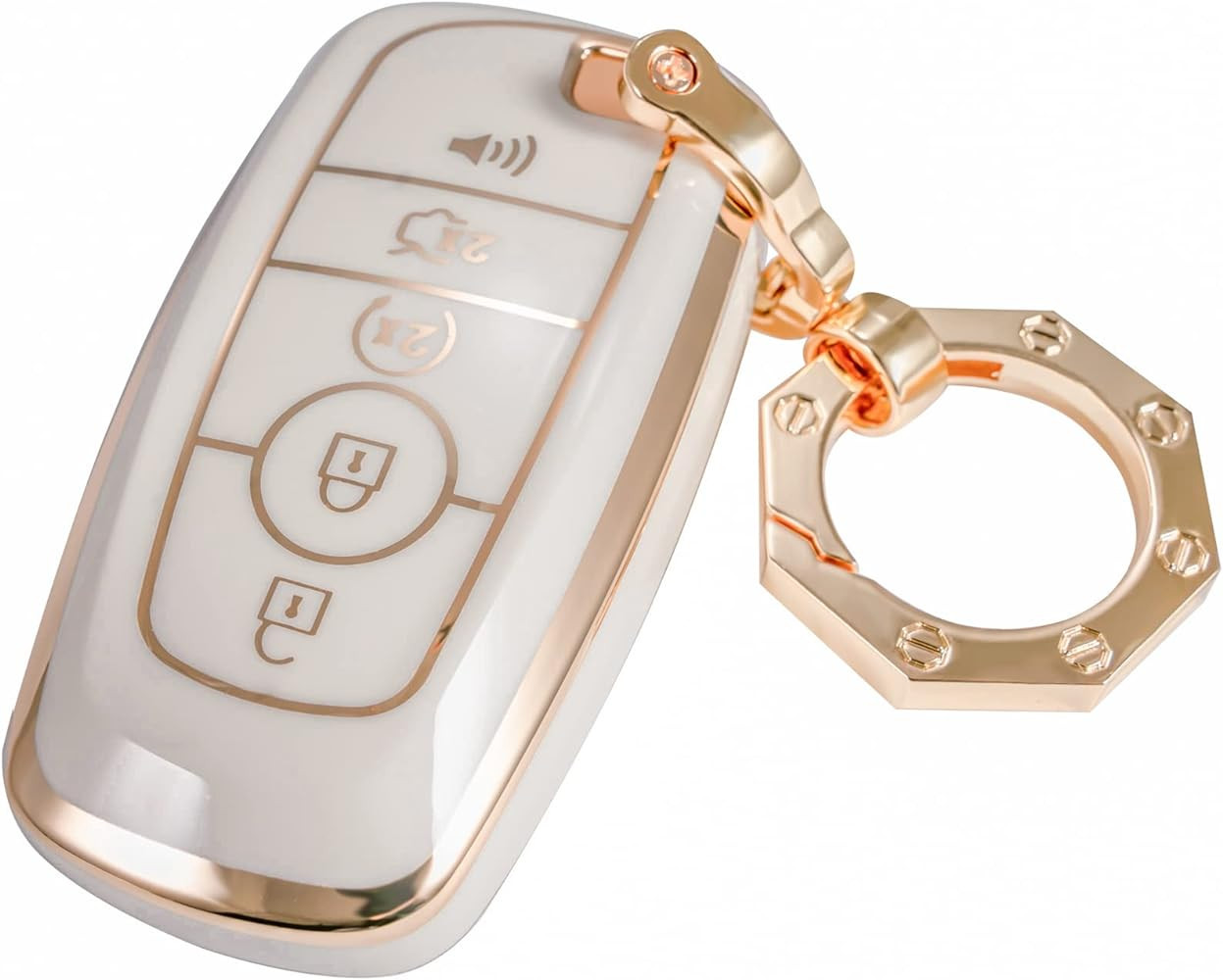 for Ford Key Fob Cover Car Key Case Shell with Gold Keychain fit Ford Fusion F150 F250 F350 F450 ... | Amazon (US)