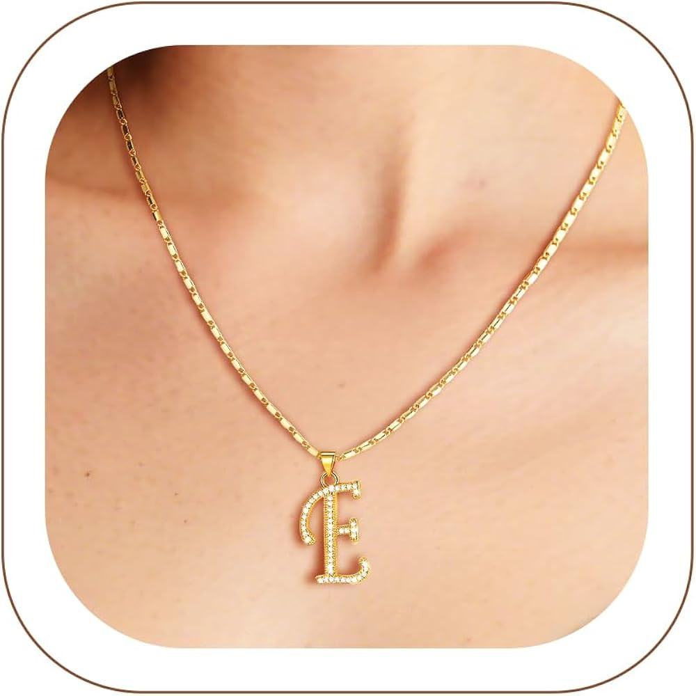 U7 Initial Necklace for Women,CZ Initial Letter Necklace,20"+2" | Amazon (US)