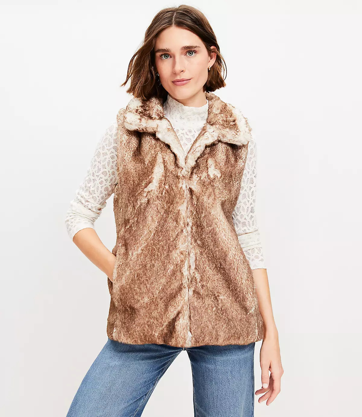 Modern Faux Fur Vest | LOFT