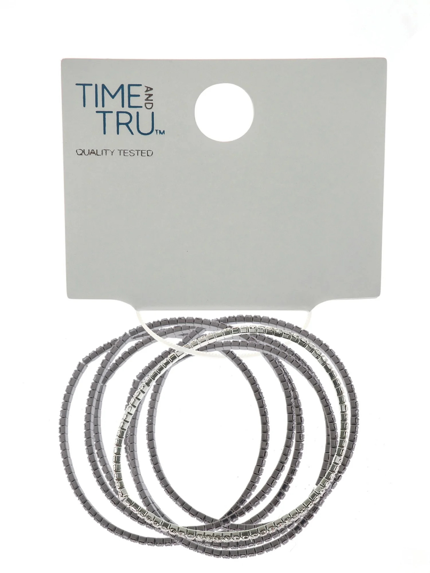 Time and Tru Woman's Stone Stretch Bracelet Set Rhodium | Walmart (US)