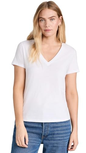 Vince Women's Essential V-Neck, Optic White, Large | Amazon (US)