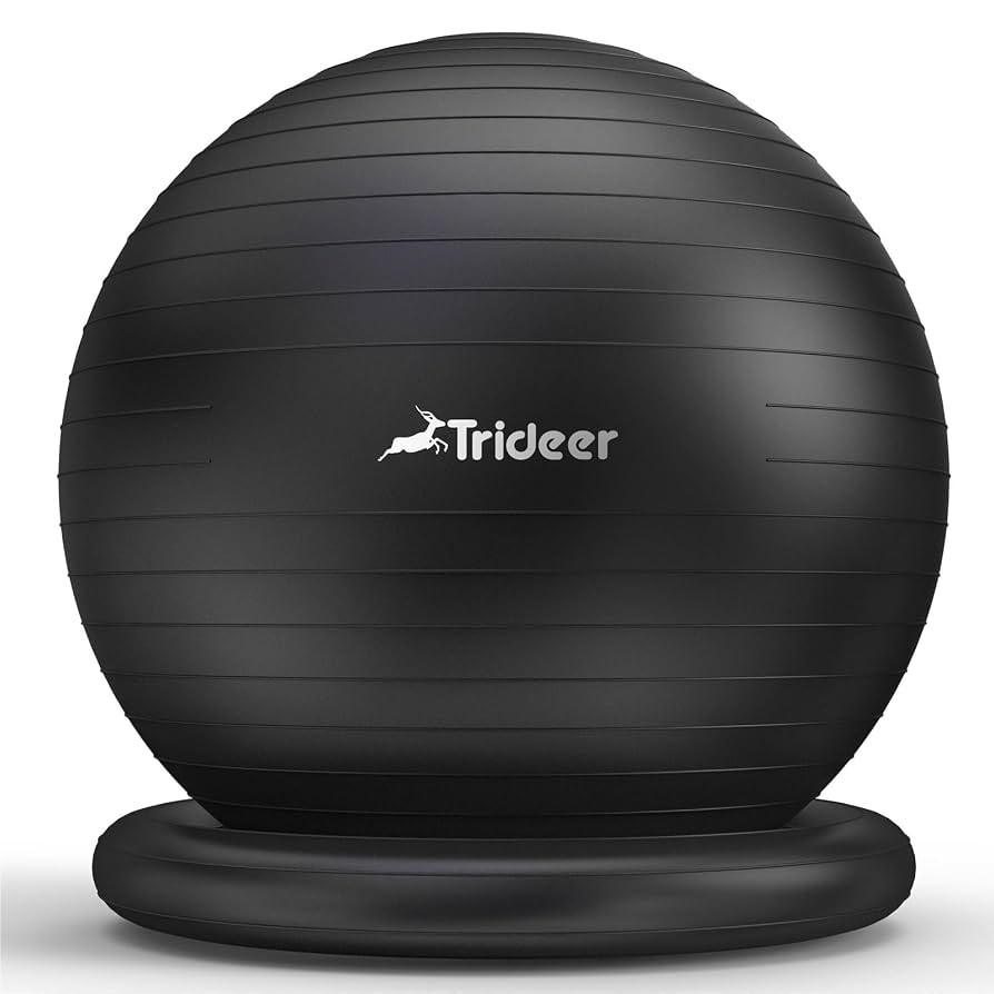 Trideer Exercise Yoga Ball Chair with Base for Home Office Desk, Stability & Fitness Ball Seat to... | Amazon (US)
