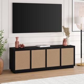 Pryce 70 in. Black Grain TV Stand Fits TV's up to 78 in. | The Home Depot