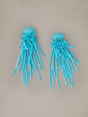 J.McLaughlin Women's Beaded Tassel Earrings Turquoise | J.McLaughlin