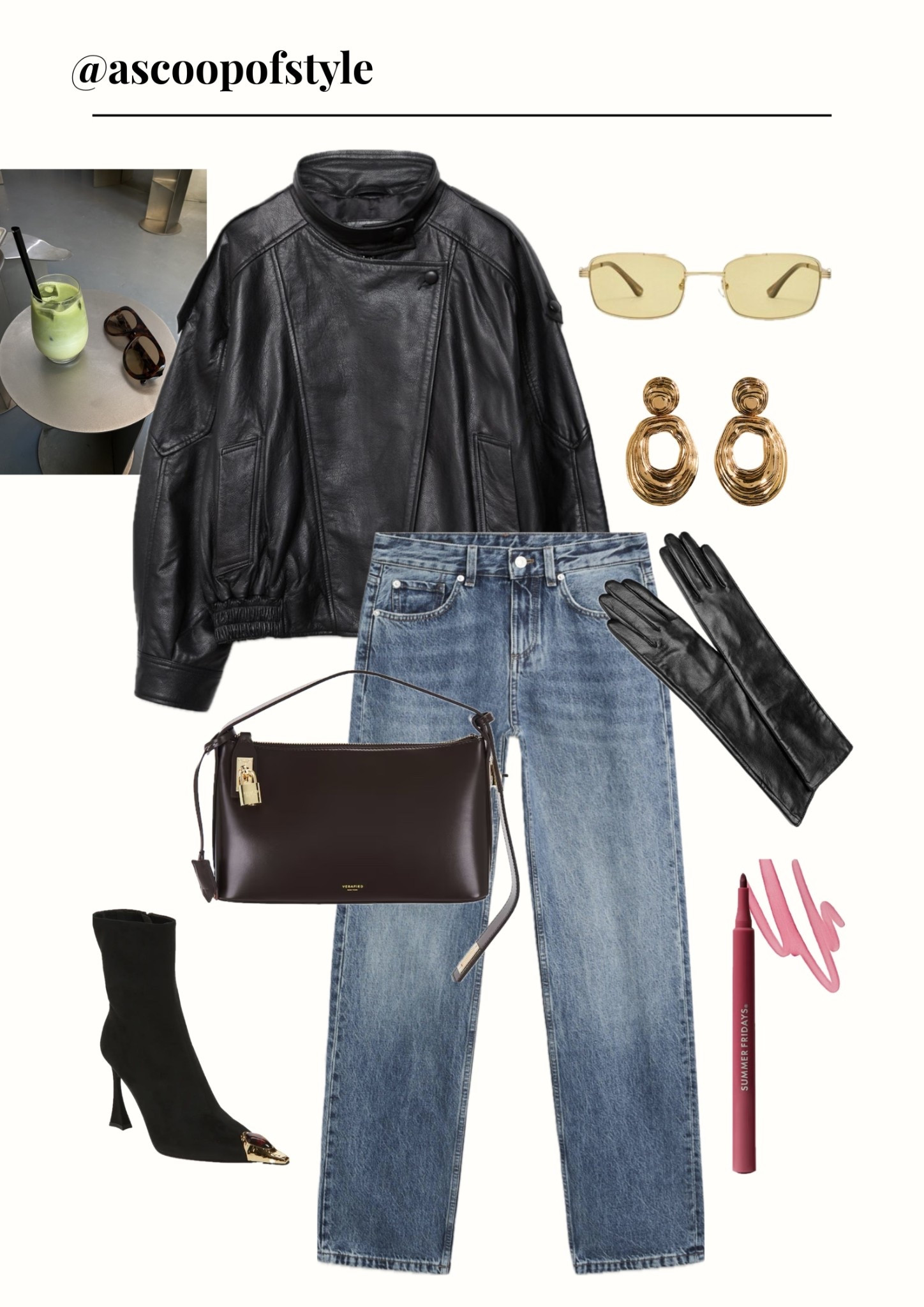 This is a look that I plan on having. Leather jacket and straight jeans are a great start for a casual outfit that you can easily dress up by having heels and a clutch. #leatherjacket #straightjeans #verafied

#LTKgrwm #LTKSeasonal #LTKootd