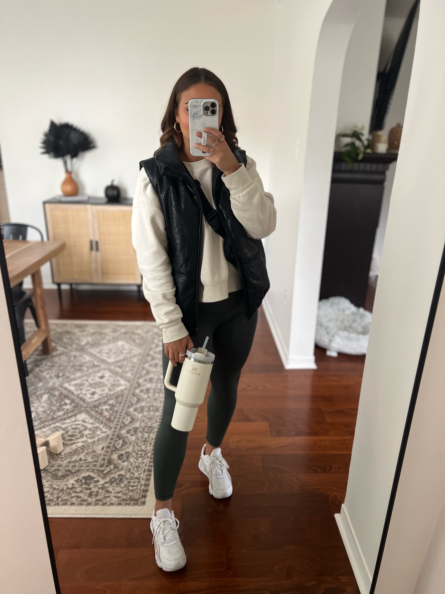 Casual outfit / running errands 
Size small in vest
Medium in crewneck
4 in leggings 

#LTKstyletip #LTKSeasonal #LTKunder100