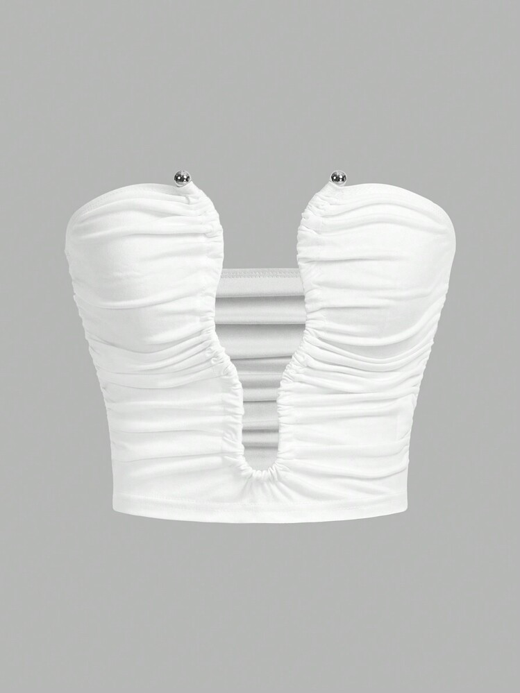 SHEIN ICON Slim Fit Asymmetric Neckline Wire Bra Crop Top For Women | SHEIN