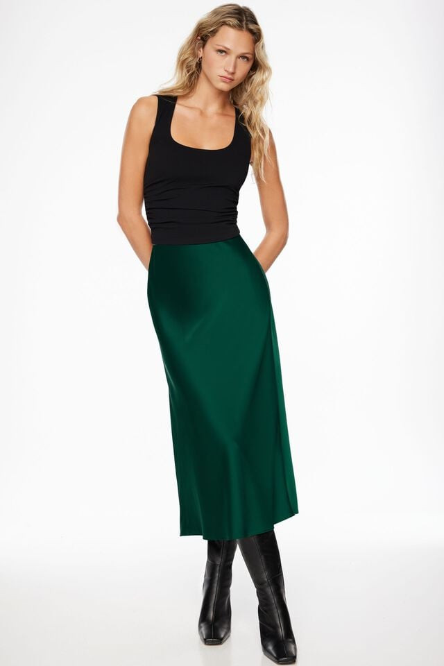 Melody Satin Slip Midi Skirt | Dynamite Clothing