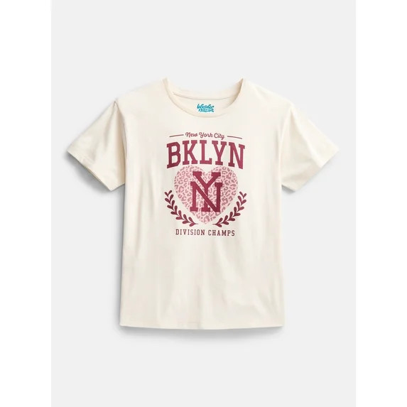Wonder Nation Girls' Graphic Brooklyn Tee with Short Sleeves, Sizes 4-18 | Walmart (US)