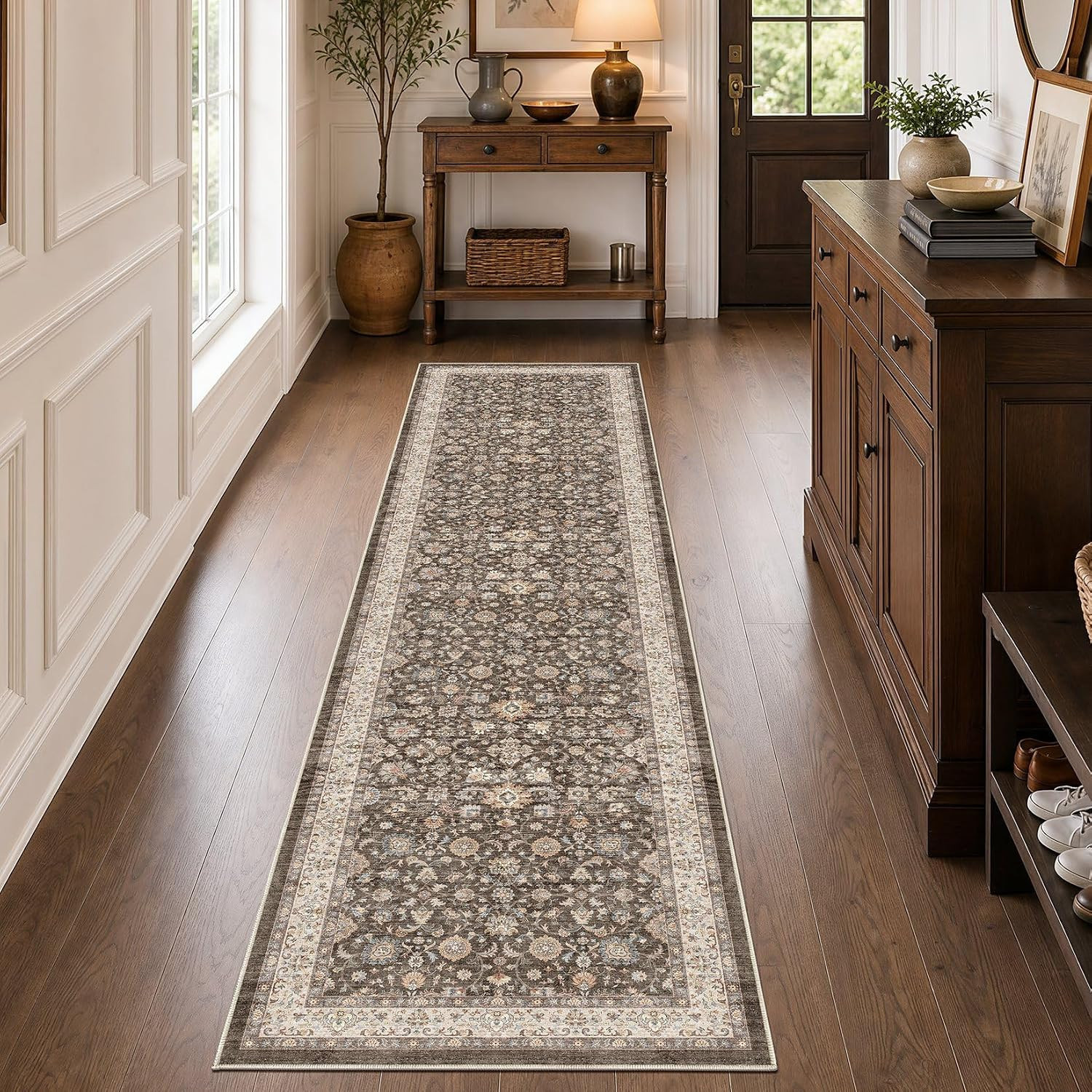 2x8 Washable Runner Rug:Non Slip Vintage Taupe Brown Entry Area Rug | Amazon (US)
