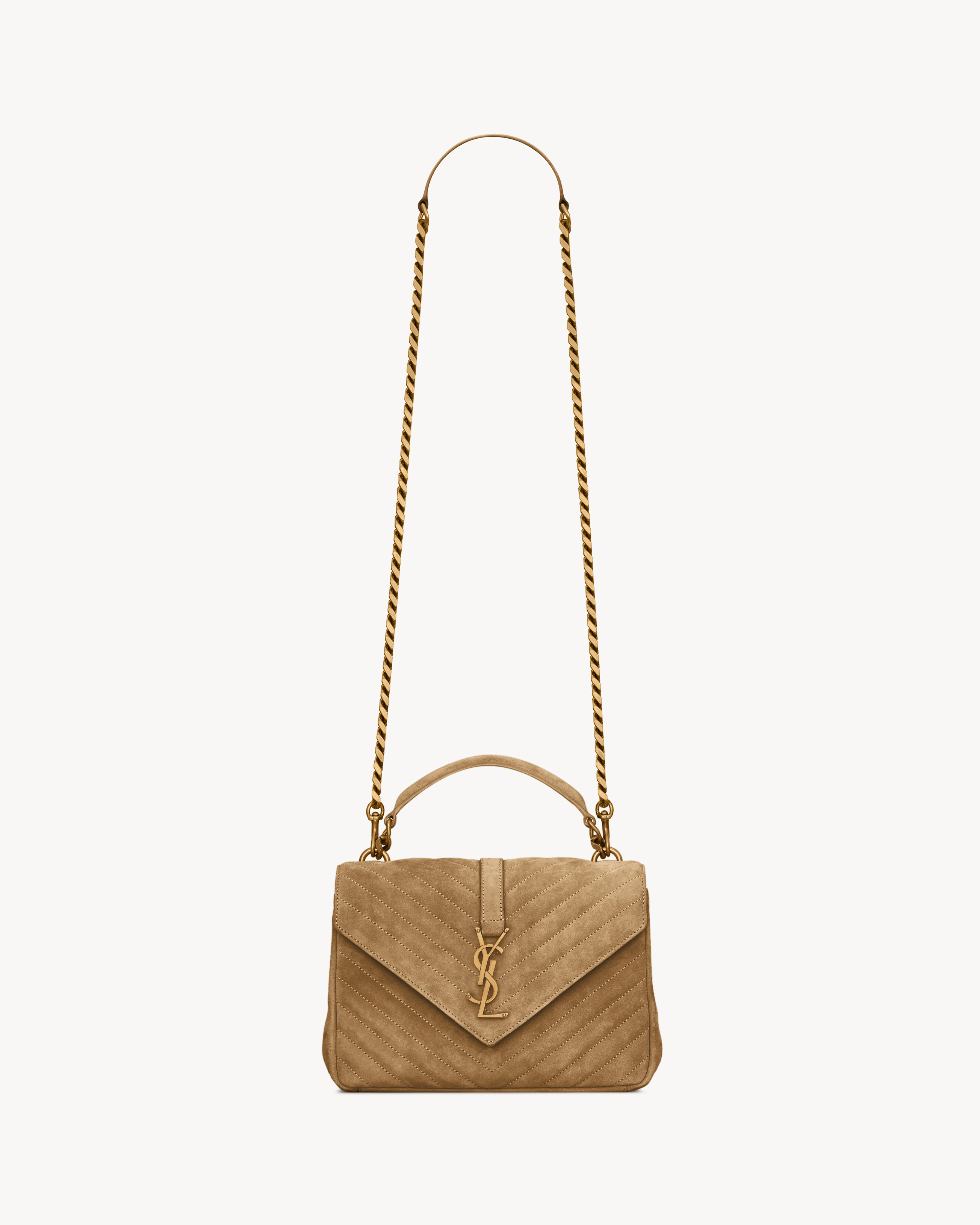 Saint Laurent College Medium In Quilted Suede - Amber - Women - One Size | Saint Laurent Inc. (Global)