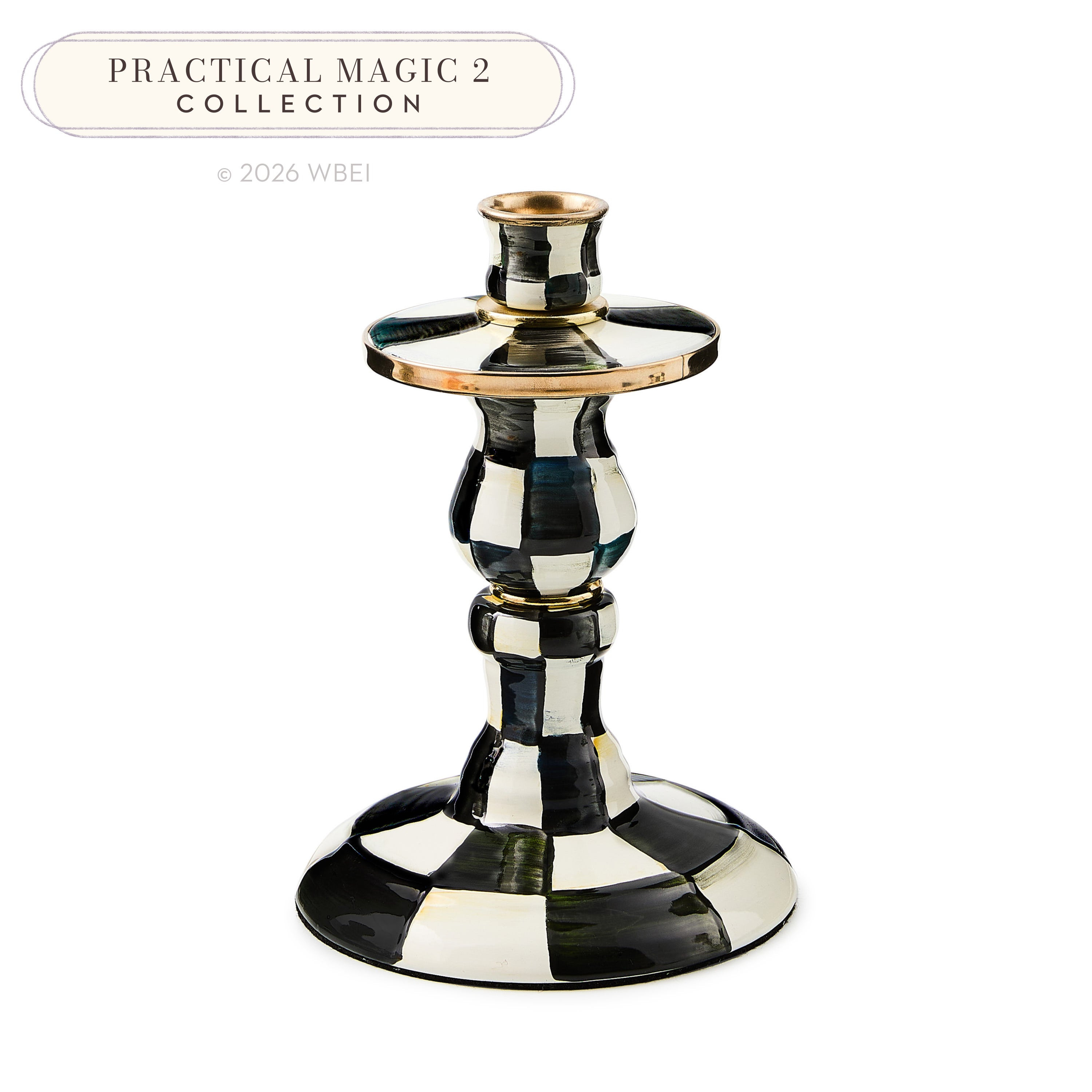MacKenzie-Childs Courtly Check Small Enamel Candlestick | MacKenzie-Childs