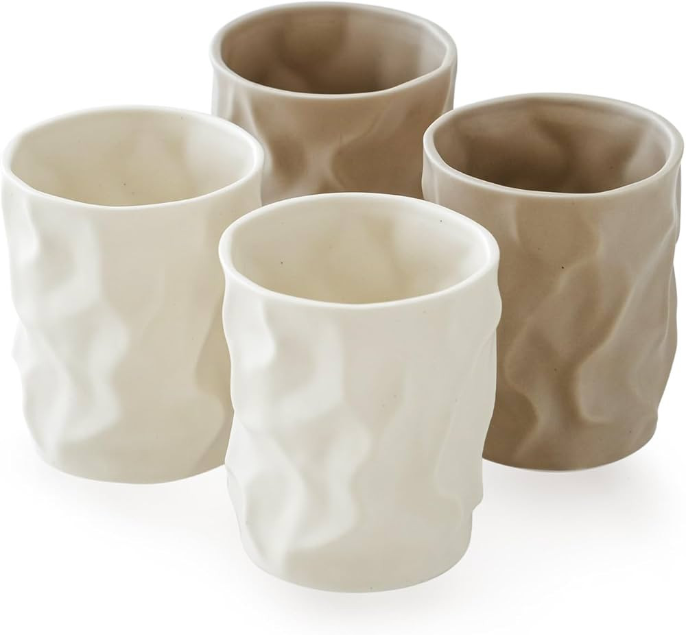 WENSHUO Ceramic Drinking Cups 8oz Set of 4 | Amazon (US)