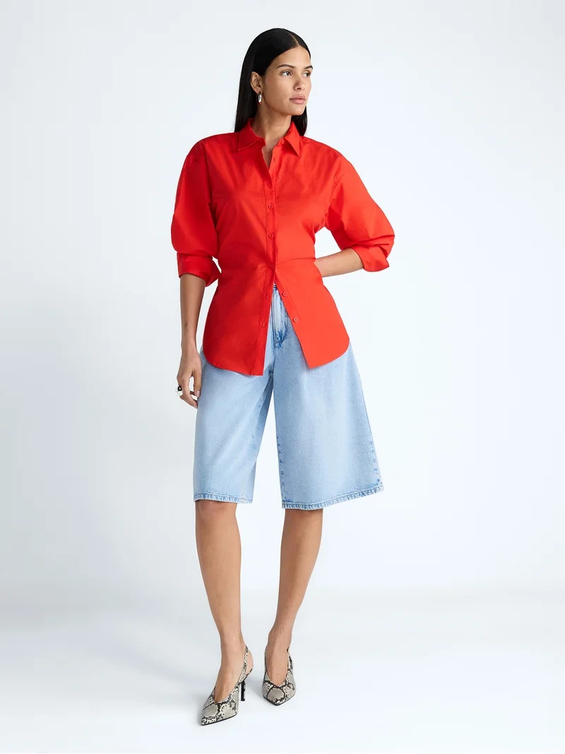 Devil Wears Prada Scoop Collection Women's and Women's Plus Lace Up Cotton Shirt, Sizes XS-4X | Walmart (US)