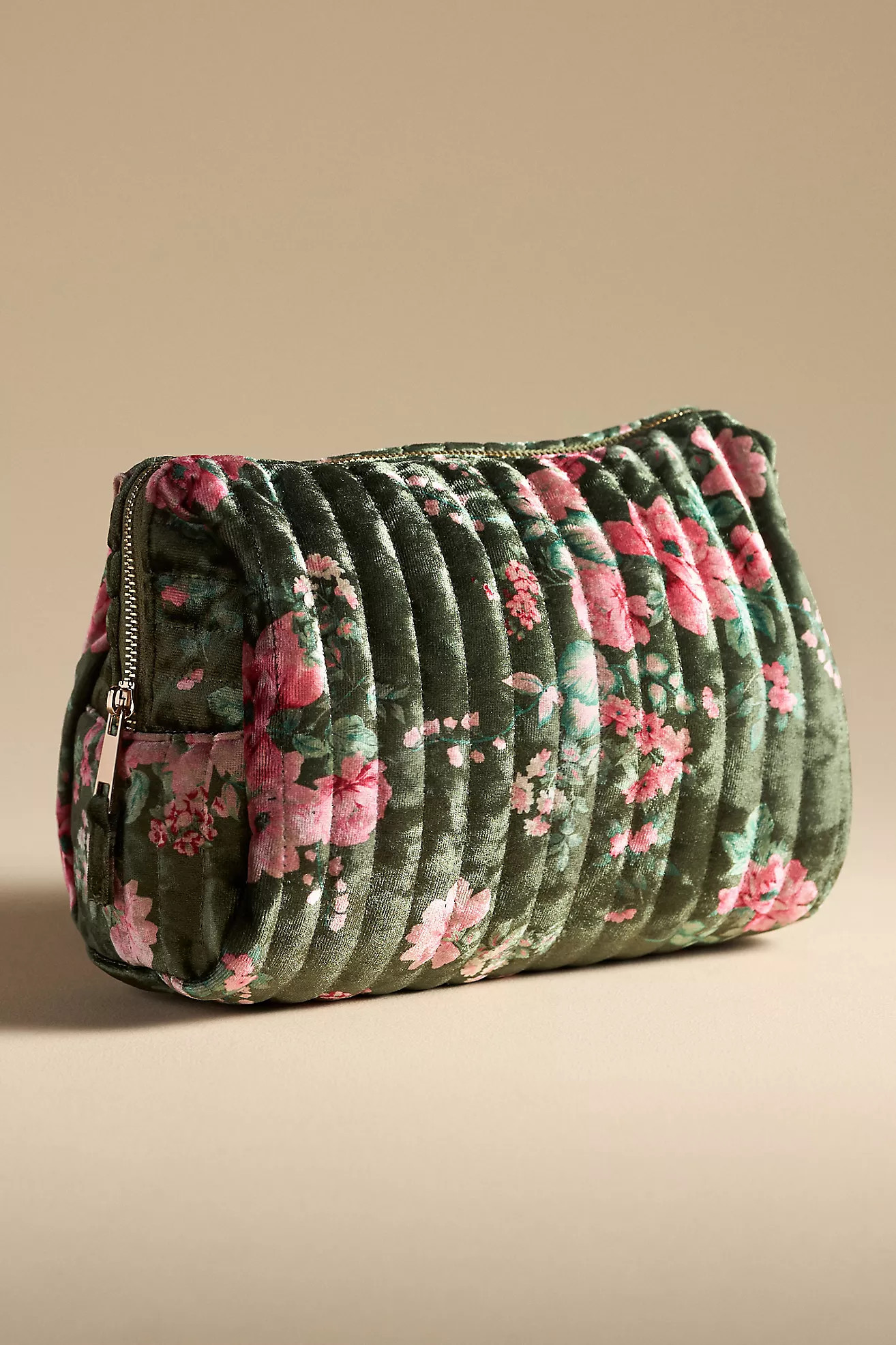 Quilted Velvet Large Cosmetic Bag | Anthropologie (US)