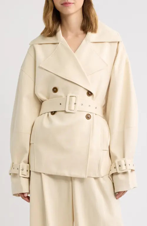 Odd Muse Double Breasted Short Trench Coat in Stone at Nordstrom, Size Small | Nordstrom