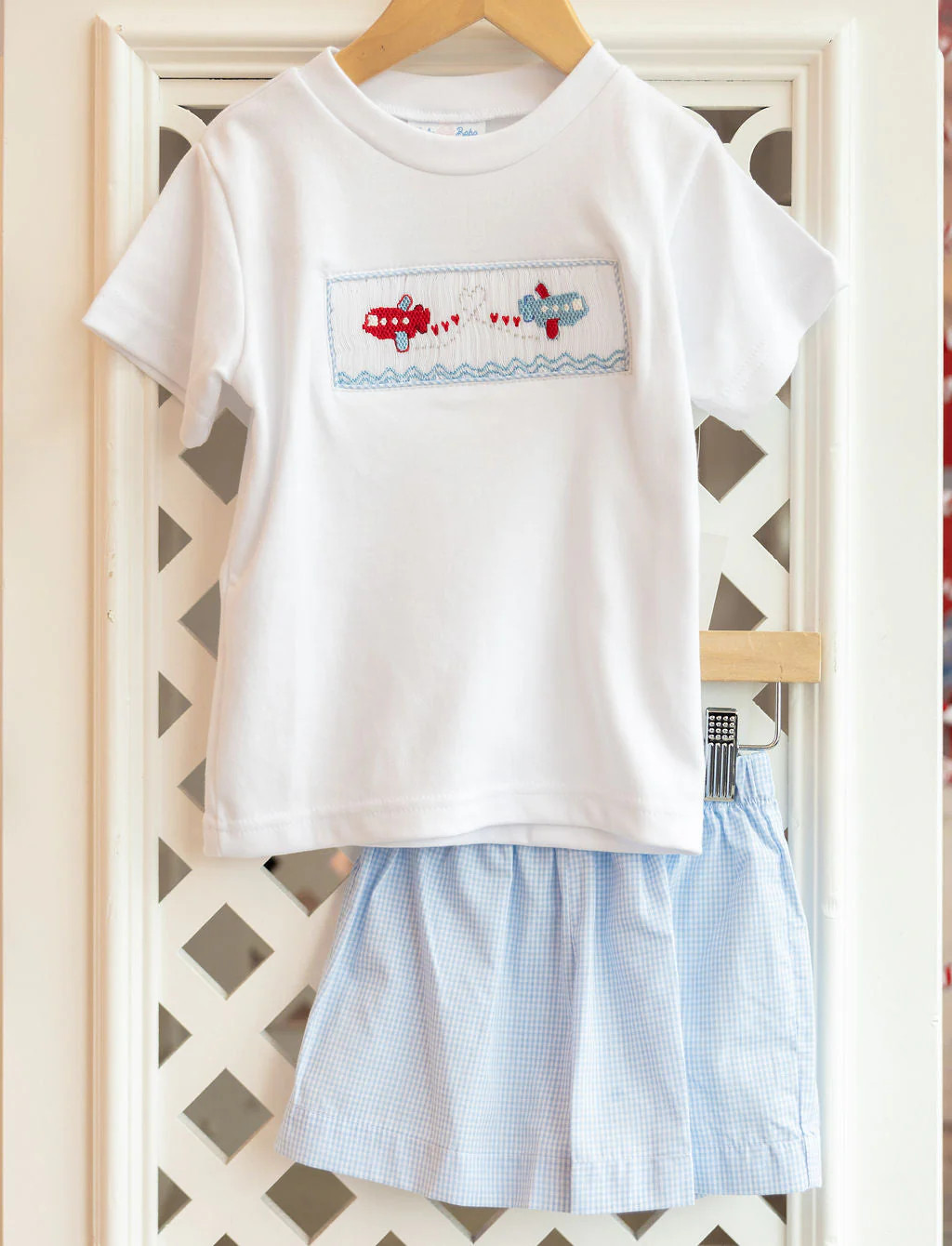 Valentine's Airplane Smocked Short Set | JoJo Mommy