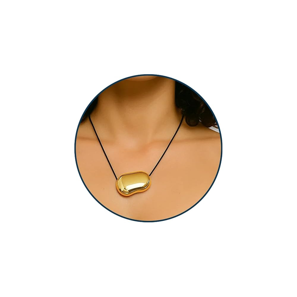 Gold Pebble Necklace for Women, Stylish Statement Chic and Minimalist Design Stainless Steel Adju... | Amazon (US)