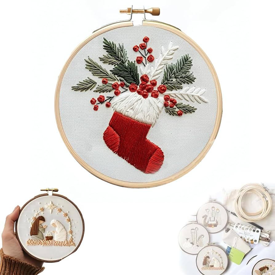 TINLOK Christmas Embroidery KIT,Adults Kids DIY Handmade,Hand Embroidery Starter Kits with Stampe... | Amazon (US)